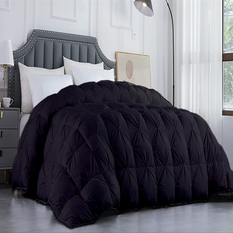 Luxurious Comforter 1200-TC All Season Down Alternative Oversized King Plus (128x120) Pinch Pleated/Pintuck Comforter Egyptian Cotton 600 GSM Micro Fill Power & All Side Corner Tabs