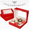 qiqee Red Pastry Box With Window 8x8x2.5 inch Donut Pie Boxes 30pcs Bakery Box Auto-pop up view 4