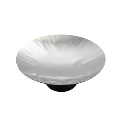 Abert FP050 Imperfetto Centerpiece Raised Display Platter, Wood Base and Stainless Steel Top, 14 1/8" x 15/8"