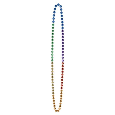 Beistle 720 Piece Plastic Rainbow Party Beads Throw Necklaces for Mardi Gras, 36", Multicolor