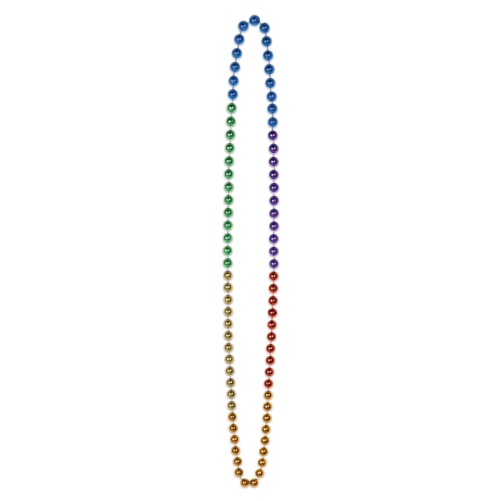 Beistle 720 Piece Plastic Rainbow Party Beads Throw Necklaces for Mardi Gras, 36", Multicolor