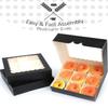 qiqee Auto-pop up Black Pie Boxes with Window 10x10x2.5 inch 30Packs Cookie Donut Bakery Box view 4