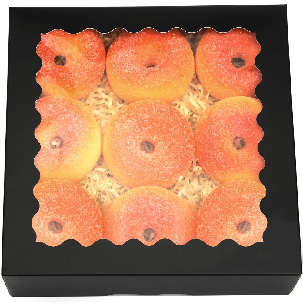 qiqee Auto-pop up Black Bakery Boxes 50 Packs Pastry Box 8x8x2.5 inch Pie Boxes With Window