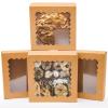 qiqee Auto-pop up 50 Packs Bakery Box With Window 8x8x2.5 inch Brown Pie Boxes Pastry view 1