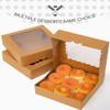 qiqee Auto-pop up 50 Packs Bakery Box With Window 8x8x2.5 inch Brown Pie Boxes Pastry view 4