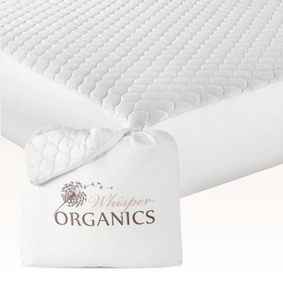100% Cotton Organic Mattress Pad - Breathable & Cooling Mattress Protector Twin Size - Premium 300GSM Quilted and Noiseless Machine Washable Organic Mattress Protector (White, Twin)