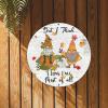 Bomehhjuli Welcome Sign for Front Porch Fall Pumpkin Gnome Maple Leaf Round Tin Sign I Love Fall Metal Wall Art Thanksgiving Autumn 9.2in Antique Plaque Sign Decor for Bar Pub Club Cafe Home Man Cave view 3