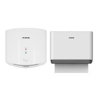 AIKE Wall Mount Automatic Soap Dispenser and Paper Towel Dispenser,Model AK1205 & AK5101 White