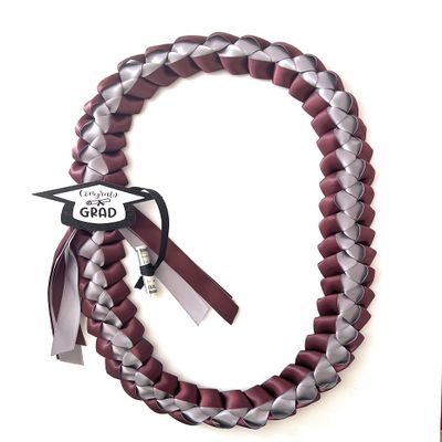 Graduation Leis with Money Holder (Burgundy, Silver)