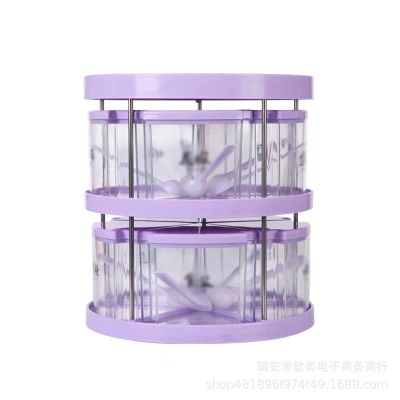 Multifunctional Kitchen Spice Box,Rotating Spice Rack Double Round Rotating Spice Box Suitable For Kitchen And Living Room Storage (Color : Pink, Size : Double)