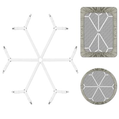 QoeCycth Sheet Fasteners, Adjustable Elastic Bed Sheet Holder Straps for Full,Queen,King Twin Bed,6 Way Cross Sheet Clips Suspenders Band,Fitted Round and Square Mattresses