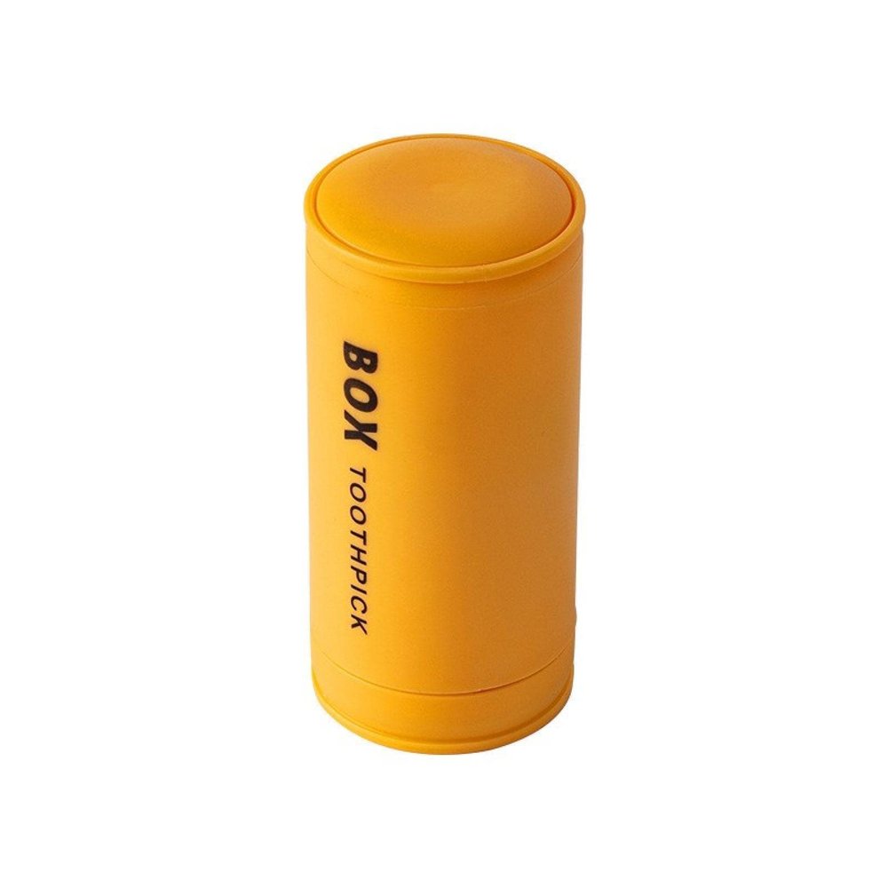 Press Pop-up Automatic Toothpick Holder Cotton Swab Holder (Excluding Toothpick Cotton Swab), Multi-Purpose 4 Divisions Toothpick Dispenser for Dining Room Bathroom Living Room Yellow