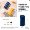 Press Pop-up Automatic Toothpick Holder Cotton Swab Holder (Excluding Toothpick Cotton Swab), Multi-Purpose 4 Divisions Toothpick Dispenser for Dining Room Bathroom Living Room Yellow view 3