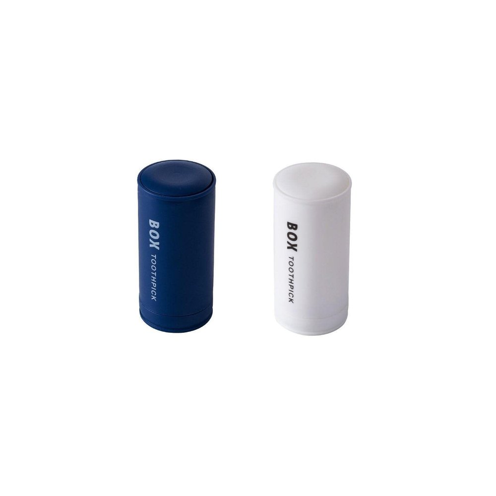 Press Pop-up Automatic Toothpick Holder Cotton Swab Holder (Excluding Toothpick Cotton Swab), Multi-Purpose 4 Divisions Toothpick Dispenser for Dining Room Bathroom Living Room Blue&White