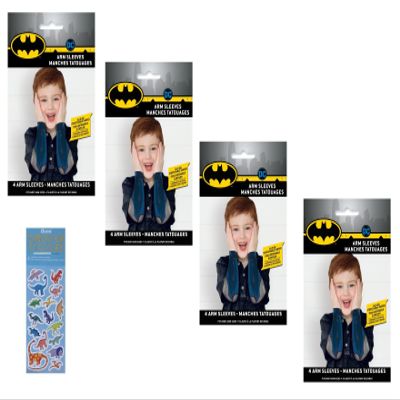 Batman Birthday Party Supplies Favor Bundle Pack includes 16 Arm Sleeves with Stretchable Fabric (8 Pairs)