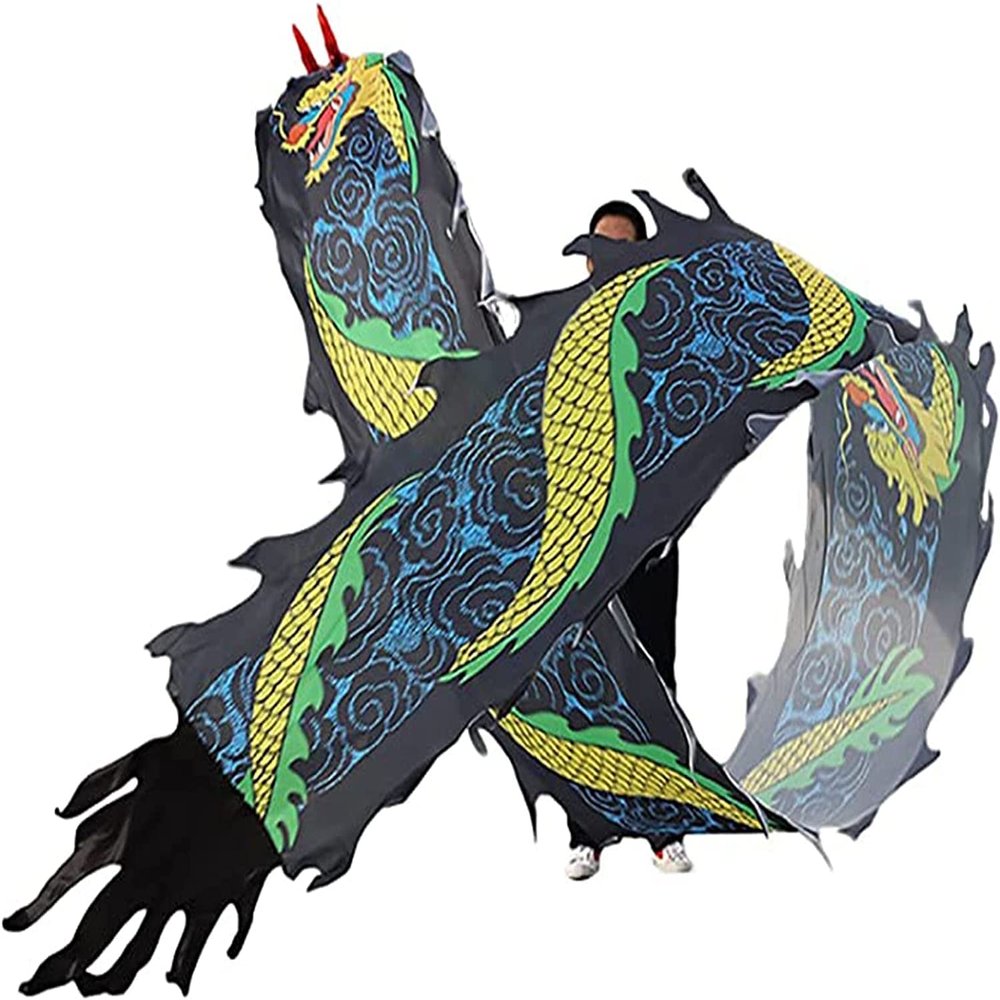 LORGL Practice Ribbon Streamer Silk Dragon Dance Ribbon Streamer, 3D Colorful Dragon Silk Flowy Spinning & Shaking Poi