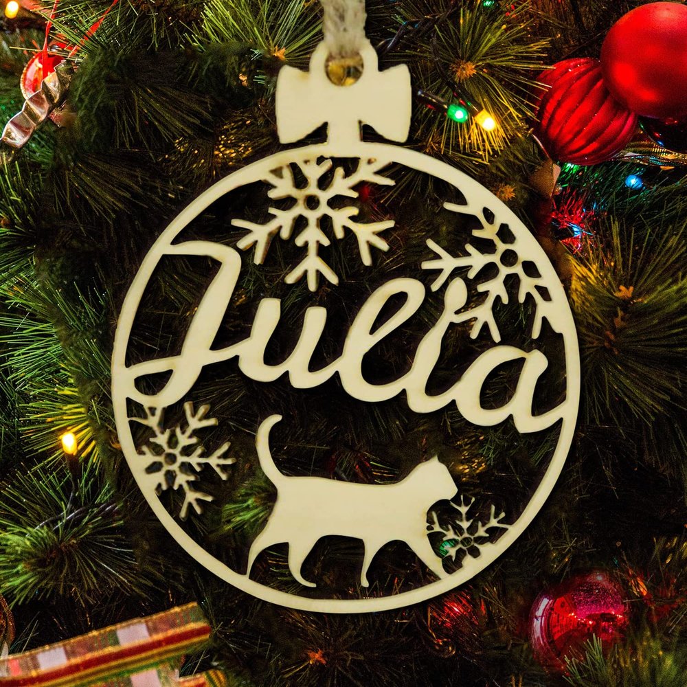 2022 Personalized Name Ornaments for Christmas Tree, Custom Engraved Pet Names Christmas Tree Decorations Dog Ornament - Personalized Wooden Pet Memorial - Christmas Home Decorations (X-Mas-22#)
