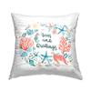 Stupell Industries Seas and Greetings Beach Botanical Wreath Design by Sharon Lee Throw Pillow view 1