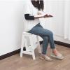 Hamankim Step Stool Wooden Ladders Stool, Flip 2 Step Small Foot Stools Safety Non-Slip Tread for Home Library Kitchen Climb Step Ladder White view 3