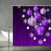 Merry Christmas Shower Curtain Christmas Ball Winter Holiday Pine Snowy Scenery Fabric Bathroom Decor Set with Hooks67" Wx70 H view 2