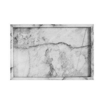 ORTOLY Tray Jewelry Storage Box Marble Tray Bathroom Kitchen Storage Rack Rectangular Decorative Cosmetics Bedside Table Tray 11.8  7.9  1.18 Inches Organizer (Color : White)