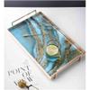 ORTOLY Tray Stainless Steel Glass Bathroom Tray Electroplating Color Printing Metal Handle Jewelry Tray Rectangular Bathroom Storage Tray 14  8.8  0.11 Inches Organizer view 3