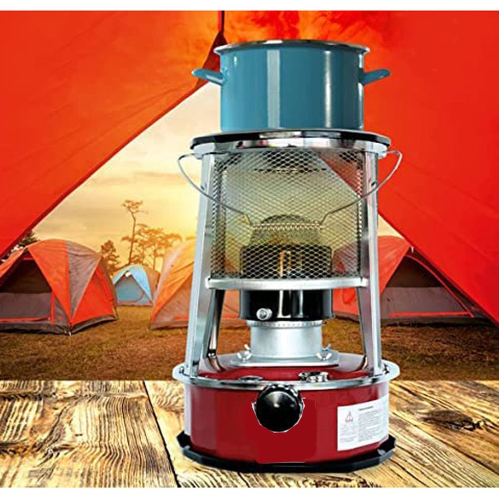 Xrdbfd Portable Kerosene Stove Heater, 360 Degree Surround Heating, Outdoor Camping Oil Paraffin Heaters, 4.6L, Red, White, 3000W