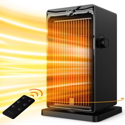 SANVINDER Space Heater, 1500W Space Heaters for Indoor Use Electric Heater for Bedroom, ECO Thermostat 90 Oscillating 24H Timer, Fast Heating, Remote Control, Safe for Home Office Room