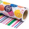WRAPAHOLIC Reversible Birthday Wrapping Paper - Mini Roll - 17 Inch X 33 Feet - Colorful Balloon with Confetti Design for Birthday, Holiday, Party, Baby Shower view 1