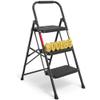 BONTEC 3-Step Ladder, Folding Step Stool, 600lbs Max Load Capacity, Sturdy Steel, Non-Slip Pedals, Lightweight, Portable Steel Ladder with Convenient Handrail, Safety Design for Home & Work, Black view 1