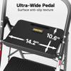 BONTEC 3-Step Ladder, Folding Step Stool, 600lbs Max Load Capacity, Sturdy Steel, Non-Slip Pedals, Lightweight, Portable Steel Ladder with Convenient Handrail, Safety Design for Home & Work, Black view 2