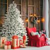 Incbruce 7ft Artificial Christmas Tree, Xmas Tree with 1,000 Branch Tips, Flocked Christmas Tree with Metal Stable Stand Base for Indoor and Outdoor Holiday Decoration(White) view 1