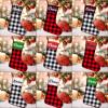 kioskbanks Buffalo Plaid Christmas Stockings Personalized Set of 1 2 3 4 5 6 Custom White and Black Stockings with Name of 6 Decoration Xmas Holiday Fireplace view 2