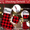 kioskbanks Buffalo Plaid Christmas Stockings Personalized Set of 1 2 3 4 5 6 Custom Red and Black Stockings with Name of 6 Decoration Xmas Holiday Fireplace view 4
