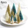 D-GROEE 8PCS Artificial Mini Christmas Trees, Fake Bottle Brush Small Pine Snow Frosted Trees with Wood Base Tabletop Ornaments Winter Crafts for Xmas Holiday Party Home Decor Golden view 3