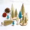 D-GROEE 8PCS Artificial Mini Christmas Trees, Fake Bottle Brush Small Pine Snow Frosted Trees with Wood Base Tabletop Ornaments Winter Crafts for Xmas Holiday Party Home Decor Golden view 4