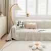 Foreate Chenille Sofa Cover Couch Cover with Tassels for L Shaped Sofa - Sofa Blanket Furniture Protector Dog Blanket Machine Washable Couch Cover for Pets Kids Dogs, 71 x 102, White-Tassel view 2