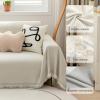 Foreate Chenille Sofa Cover Couch Cover with Tassels for L Shaped Sofa - Sofa Blanket Furniture Protector Dog Blanket Machine Washable Couch Cover for Pets Kids Dogs, 71 x 102, White-Tassel view 4