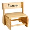 Custom Natural Wooden 2-in-1 Chair and Stepstool, 100% Hardwood, Black Font - Measures 9 3/4" x 10 3/4" view 1