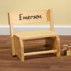Custom Natural Wooden 2-in-1 Chair and Stepstool, 100% Hardwood, Black Font - Measures 9 3/4" x 10 3/4" view 2