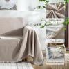 Foreate Chenille Sofa Cover Couch Cover with Tassels for L Shaped Sofa - Sofa Blanket Furniture Protector Dog Blanket Machine Washable Couch Cover for Pets Kids Dogs, 71 x 102, Khaki-Tassel view 4