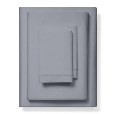 Queen 4 Pc Sheet Set 800 TC Egyptian Cotton Sheets Queen Size Cotton Sheets for Queen Size Bed Sateen Long Staple Deep Pockets Flat Fitted Pillow Case Better Than Percale Hotel Quality Silver