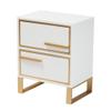 Baxton Studio Giolla White Finished Wood and Gold Metal 2-Drawer End Table view 1