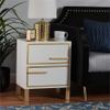 Baxton Studio Giolla White Finished Wood and Gold Metal 2-Drawer End Table view 2