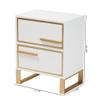 Baxton Studio Giolla White Finished Wood and Gold Metal 2-Drawer End Table view 3