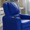 HBCY Creations Kid's Recliner - Blue Vinyl Upholstery - Integrated Cupholder - Padded Headrest - Safety Recline Feature view 4