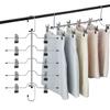 4 Pack Metal Pants Skirt Hangers Organizer,5 Tier Space Saving Hangers with Adjustable Non Slip Clips, Heavy Duty 360 Degree Swivel Hook, Gain 80% More Space for Slacks, Trousers, Shorts, Jeans view 1