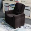HBCY Creations Kid's Recliner - Brown Faux Leather Upholstery - Integrated Cupholder - Padded Headrest - Safety Recline Feature view 3