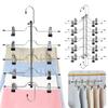 3 Pack Skirt Hangers Space Saving 5 Tier Metal Skirt Hanger with Clips, Durable Heavy Duty Trouser Pants Hangers Closet Organizer for Jeans, Slacks, Shorts view 1