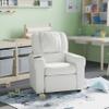 HBCY Creations Kid's Recliner - White Vinyl Upholstery - Integrated Cupholder - Padded Headrest - Safety Recline Feature view 1